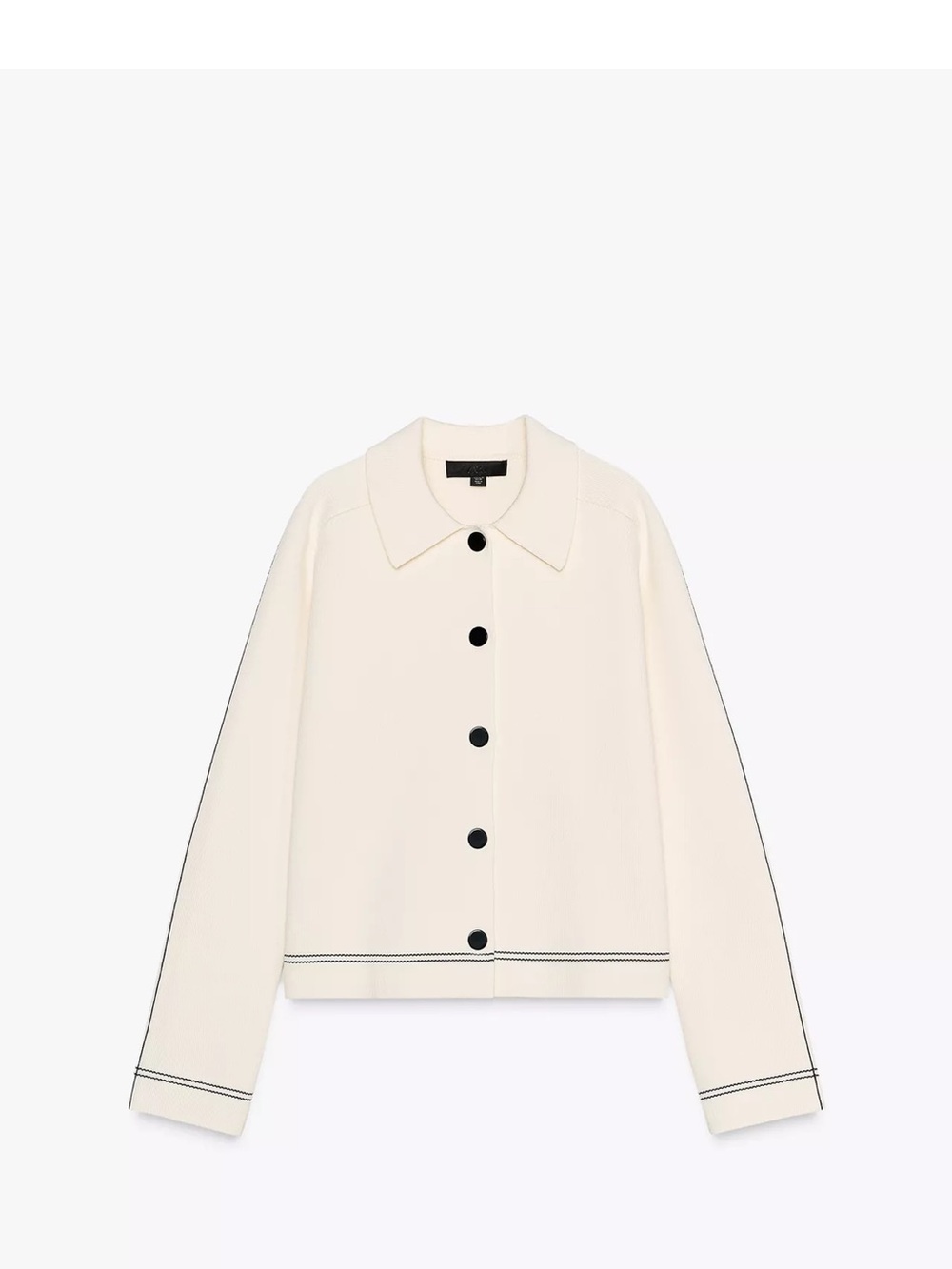 Zara Cream Button-Front Jacket with Contrast Stitching